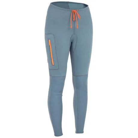 500 WOMEN'S 2MM NEOPRENE KAYAKING AND STAND UP PADDLE TROUSERS BLUE