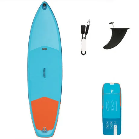 Beginner Touring Inflatable Stand-Up Paddle Board 9 Foot - Blue and Orange