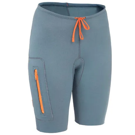 Women's 2 mm Neoprene Kayak and Stand-Up Paddle Shorts - Blue