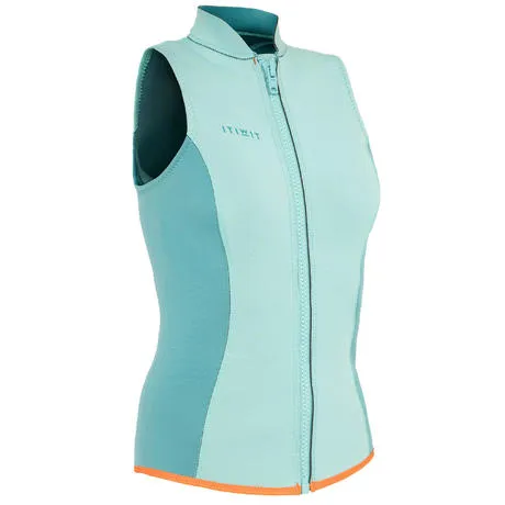 WOMEN'S NEOPRENE KAYAK AND STAND UP PADDLE VEST 500 2 MM GREEN