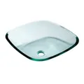 Lavello semi-quadrato in vetro trasparente